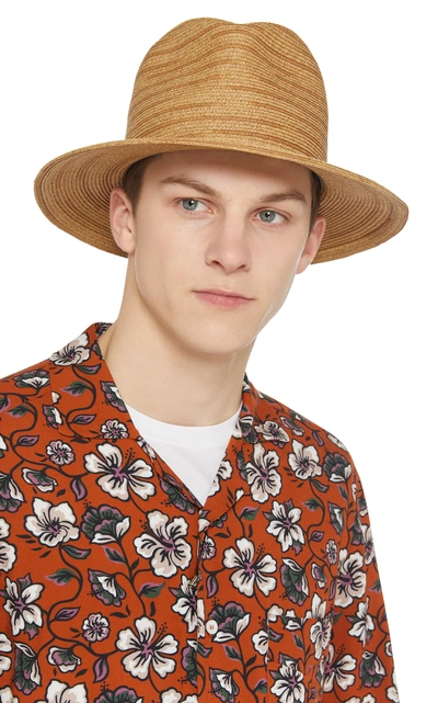 Shop Albertus Swanepoel Exclusive Woven Straw Fedora In Brown