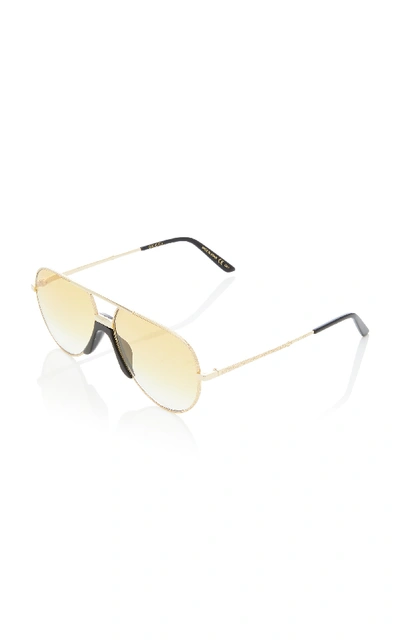 Shop Gucci Oversized Metal Aviator Sunglasses In Gold