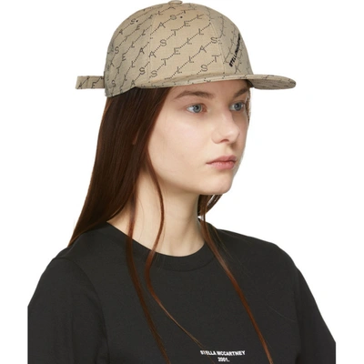 Shop Stella Mccartney Beige Monogram Cap In 9740 - Sand