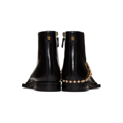Shop Versace Black Charm Zip-up Boots In K41t Black