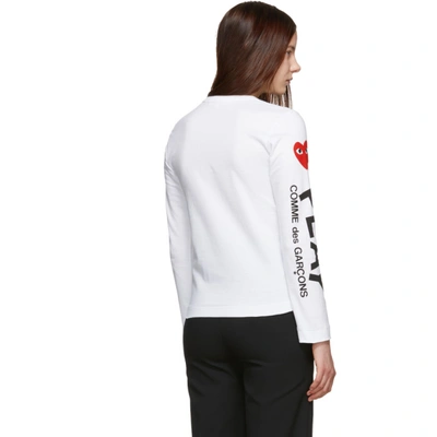 Shop Comme Des Garçons Play Comme Des Garcons Play White And Red Logo Hearts Long Sleeve T-shirt In 1 White