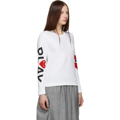 Shop Comme Des Garçons Play Comme Des Garcons Play White And Red Logo Single Heart Long Sleeve T-shirt In 1 White