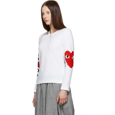 Shop Comme Des Garçons Play Comme Des Garcons Play White And Red Logo Single Heart Long Sleeve T-shirt In 1 White