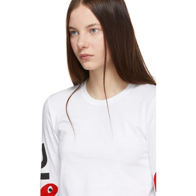 Shop Comme Des Garçons Play Comme Des Garcons Play White And Red Logo Single Heart Long Sleeve T-shirt In 1 White