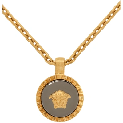 Shop Versace Gold Medusa Round Necklace