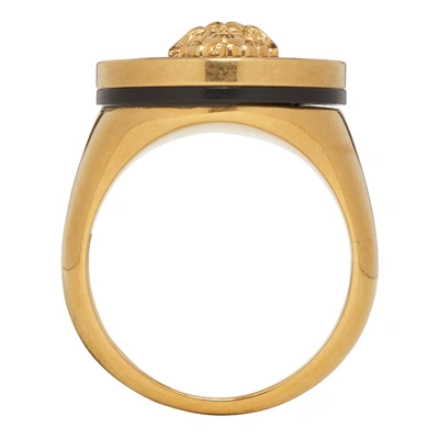 Shop Versace Black Resin Medusa Ring In K41t Go/blk
