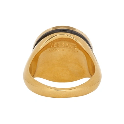 Shop Versace Black Resin Medusa Ring In K41t Go/blk