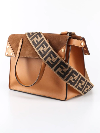 Shop Fendi Flip Small Tote In 5wd Nocciola+marrone