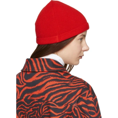 Shop Calvin Klein 205w39nyc Red Ribbed Beanie In 623 Red