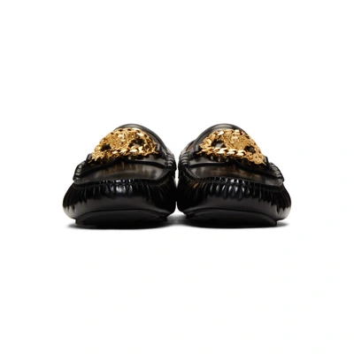 Shop Versace Black Medusa Driver Loafers