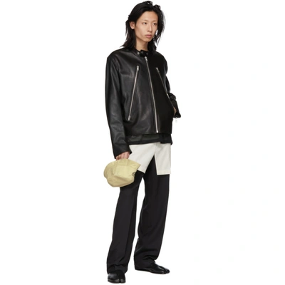 Shop Maison Margiela Black Leather Classic Five-zip Jacket In 900 Blk