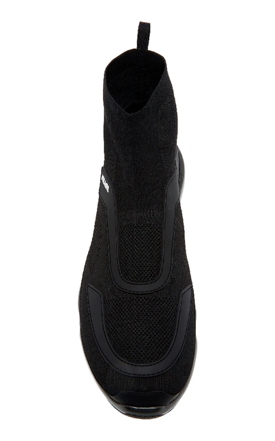 Shop Prada Cloudbust Stretch-knit High-top Sneakers In Black
