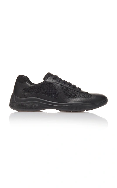 Prada Black Leather New Americas Cup Sneakers