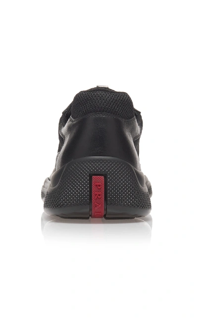 Prada Black Leather New Americas Cup Sneakers