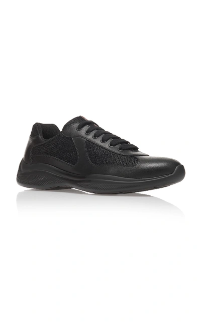 Prada Black Leather New Americas Cup Sneakers