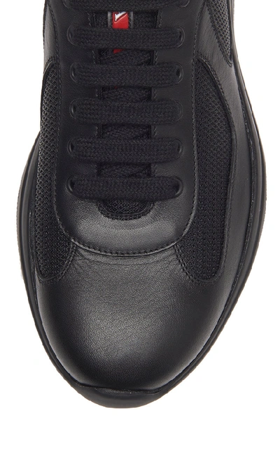 Prada Black Leather New Americas Cup Sneakers