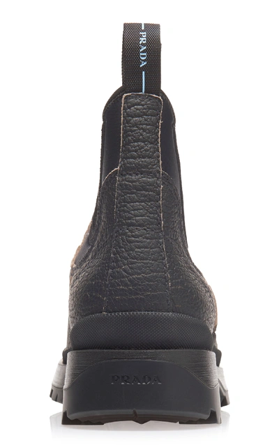 Shop Prada Leather And Neoprene Chelsea Boots In Black