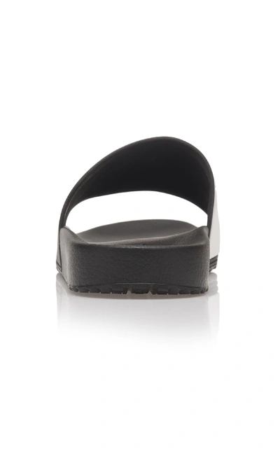 Shop Prada Logo Rubber Slides In Black