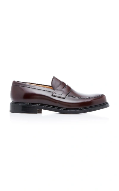 Shop Church's Staden Polished-leather Penny Loafers In Burgundy