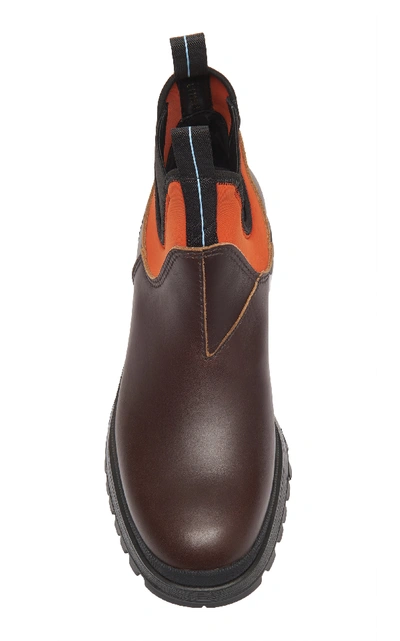 Shop Prada Leather And Neoprene Chelsea Boots In Brown