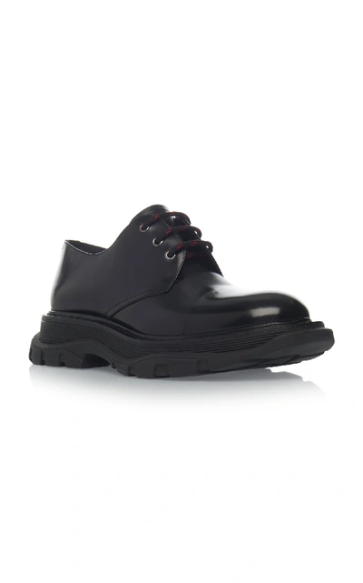 Shop Alexander Mcqueen Thick-soled Leather Oxfords In Black