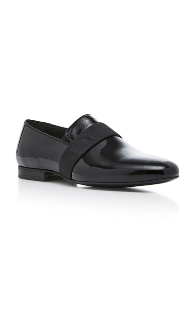 Shop Lanvin Patent Leather Evening Slippers In Black