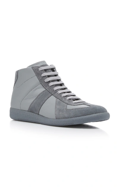 Shop Maison Margiela Replica High Top Suede Sneakers In Grey