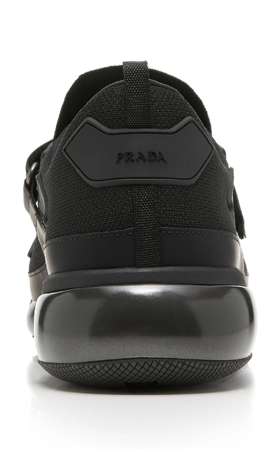 Shop Prada Cloudbust Stretch-knit Low-top Sneakers In Black