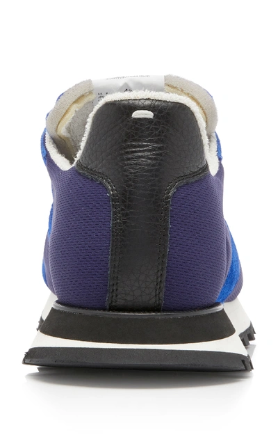 Shop Maison Margiela Replica Leather And Suede Sneakers In Blue