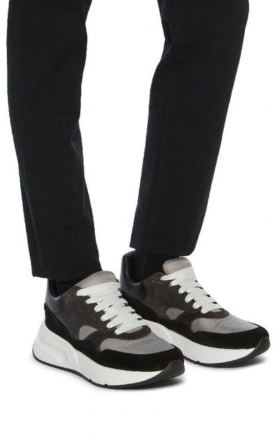 Shop Alexander Mcqueen Metallic Suede Low-top Sneakers In Black