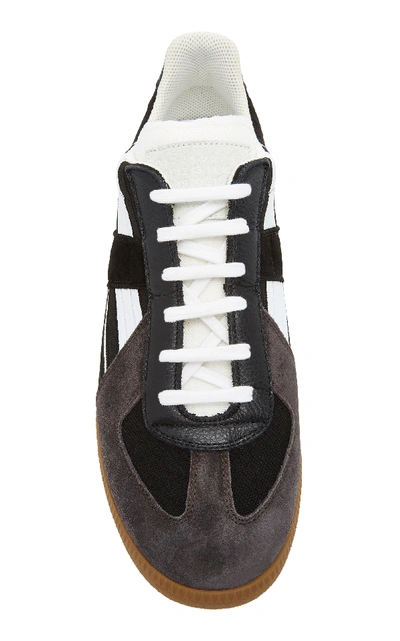 Shop Maison Margiela Replica Striped Canvas Sneakers In Black/white