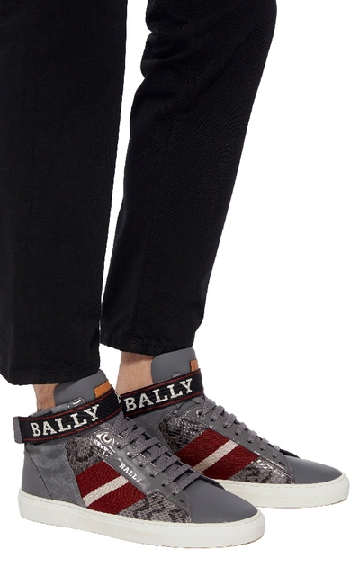 Shop Bally Heros Strap High-top Sneaker In Grey