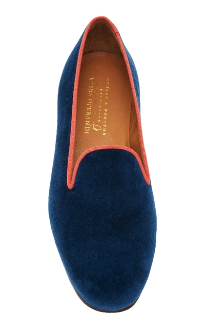 Shop Stubbs & Wootton Exclusive Kingfisher Velvet Slippers In Blue