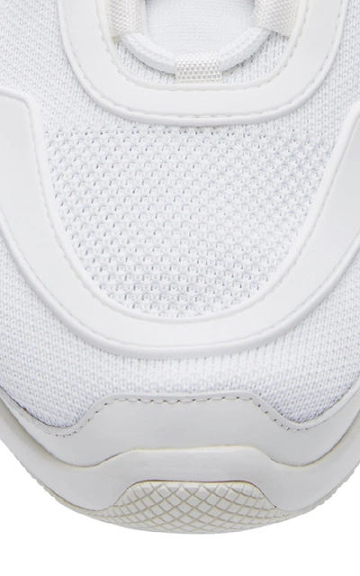 Shop Prada Laceup Knit Sneaker In White