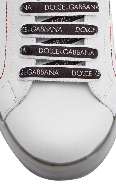 Shop Dolce & Gabbana Portofino Dip-dyed Leather Logo Sneakers  In Black/white