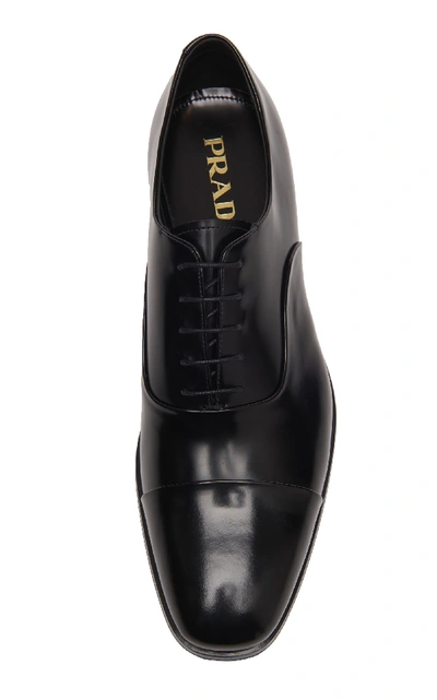 Shop Prada Cap-toe Leather Dress Shoes In Black