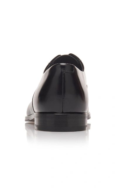 Shop Prada Cap-toe Leather Dress Shoes In Black