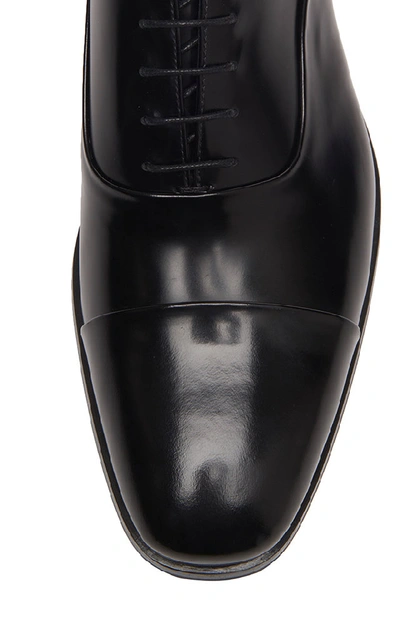 Shop Prada Cap-toe Leather Dress Shoes In Black