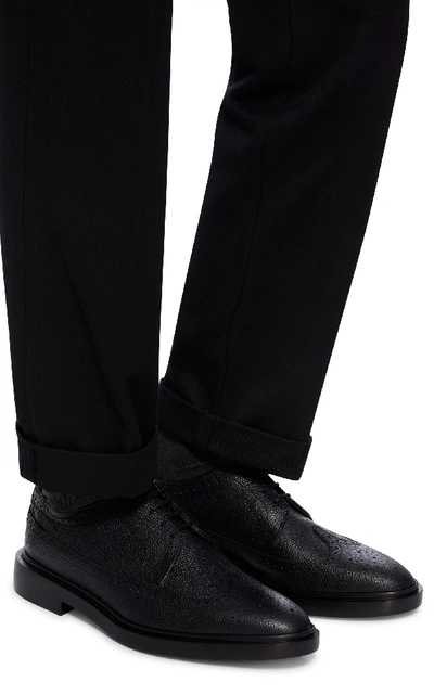 Shop Thom Browne Pebble-grain Leather Longwing Brogues In Black