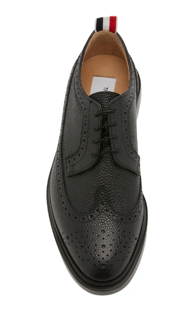 Shop Thom Browne Pebble-grain Leather Longwing Brogues In Black