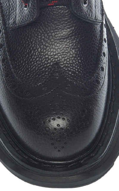 Shop Alexander Mcqueen Leather Brogue Boots In Black