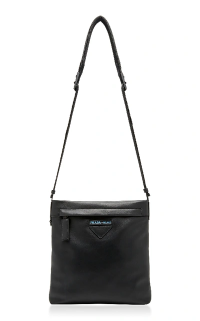 Shop Prada Leather Crossbody Bag In Black