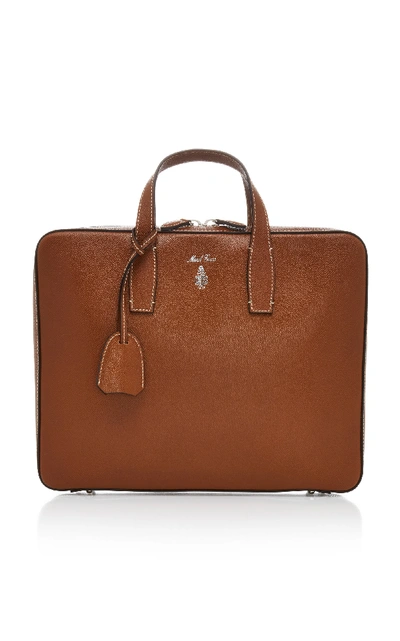 Shop Mark Cross Parker Saffiano Leather Briefcase In Brown