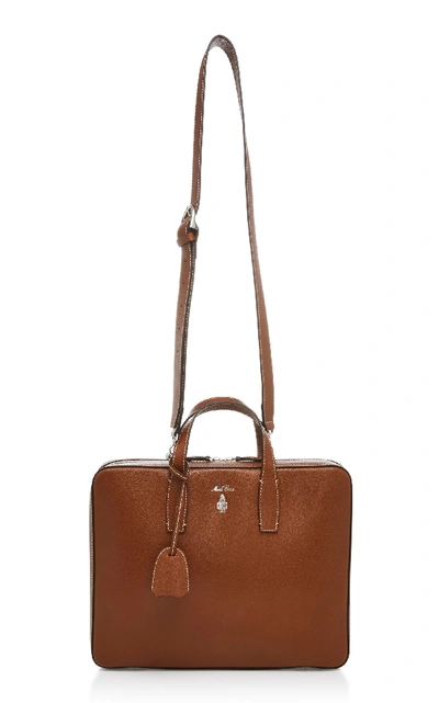 Shop Mark Cross Parker Saffiano Leather Briefcase In Brown