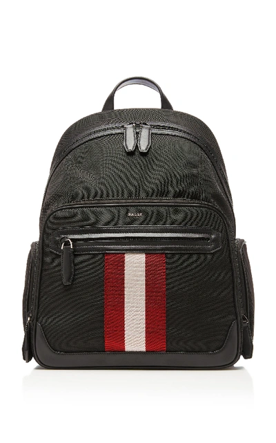 Shop Bally Striped Technical Backpack In Black