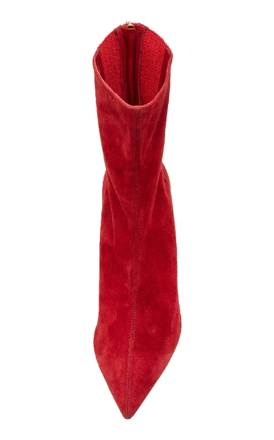 Shop Aquazzura Saint Honore Suede Ankle Boots In Red