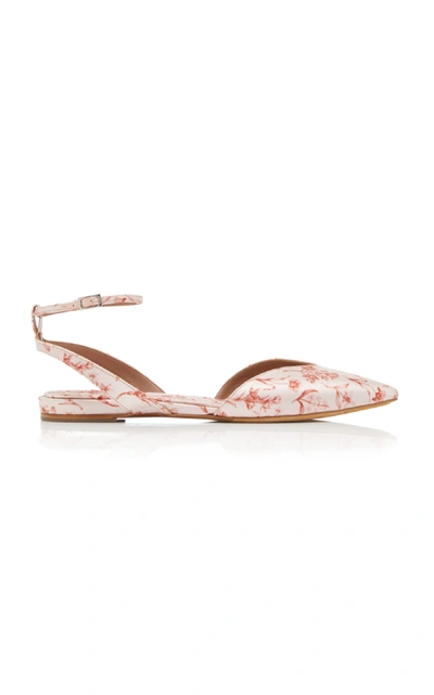 Shop Tabitha Simmons Vera Printed Silk Satin Flats In Pink