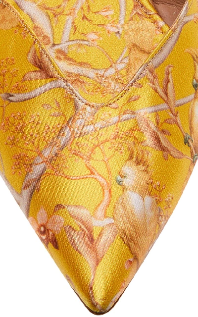 Shop Tabitha Simmons Vera Printed Silk Satin Flats In Yellow