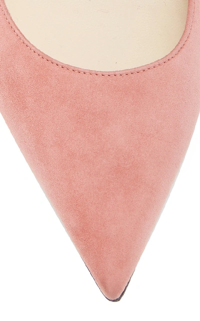 Shop Jimmy Choo Crystal-embellished Suede Mules In Pink