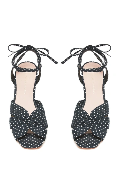 Shop Loeffler Randall Leia Polka-dot Cotton Sandals In Black/white